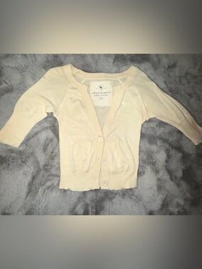 Abercrombie & Fitch Cream Button-Up Knit Cardigan